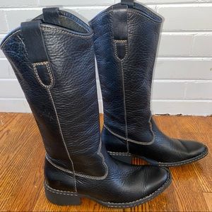 Born Women's Leather Riding Cowboy Boots - Shavano - Western Style Black Leather